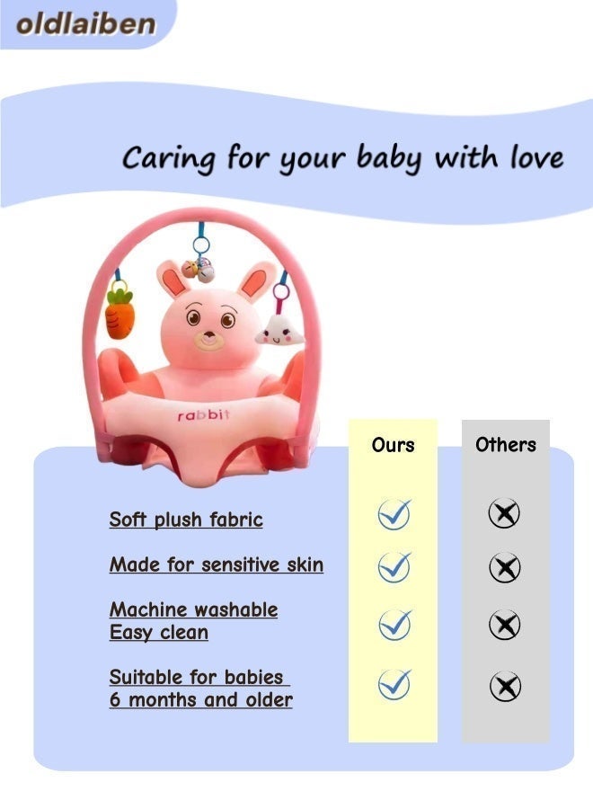 الدليبن مقعد دعم للجلوس للأطفال على شكل أريكة، مقعد أطفال قطيفة لطيف برسوم كرتونية، مقعد تعليمي للأطفال، مقعد أرضي مريح محمول للأطفال، هدية مثالية للأطفال الصغار لتعلم الجلوس (أرنب) - Image 5